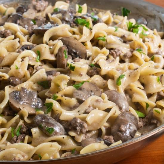One Skillet Beef Stroganoff