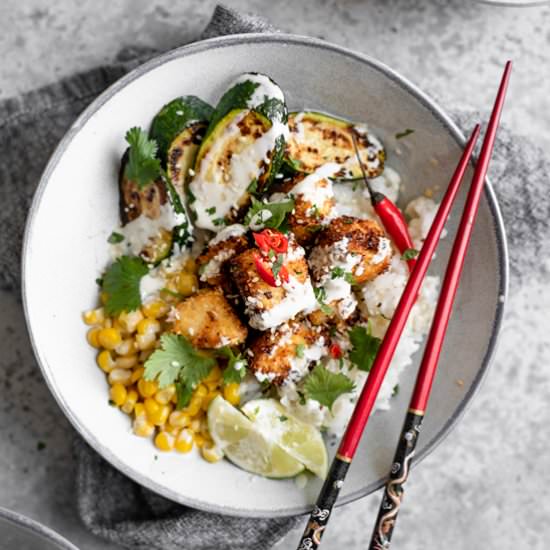 Coconut Tofu Poke Bowl Wasabi Sauce