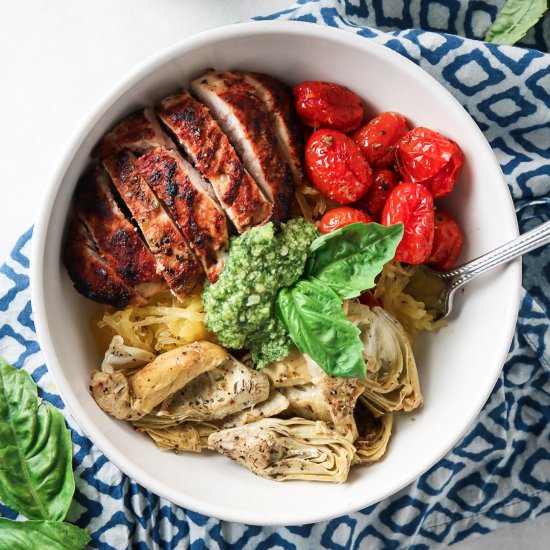 Chicken Pesto Spaghetti Squash