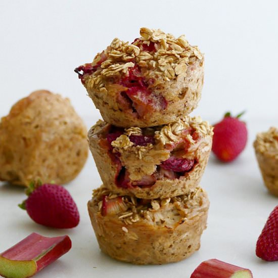 Strawberry Rhubarb Oatmeal Muffins