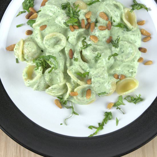Orecchiette with Basil Blue Cheese