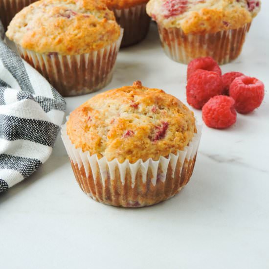 Raspberry Lemon Yogurt Muffins