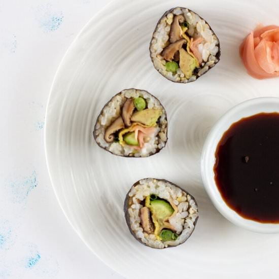 Shiitake Mushroom and Avocado Sushi
