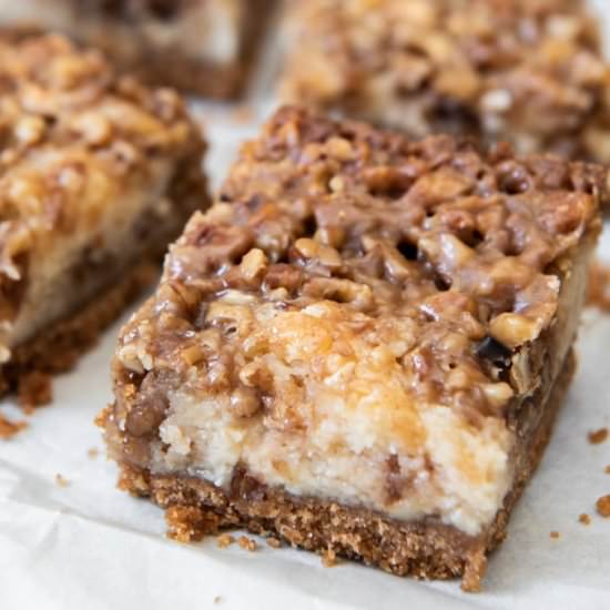 PECAN PIE CHEESECAKE BARS