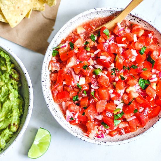 homemade salsa and guacamole