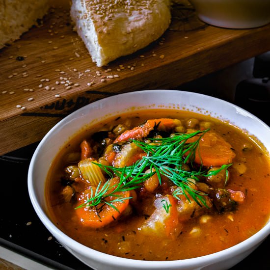Romanian Pea, Dill & Bacon Stew