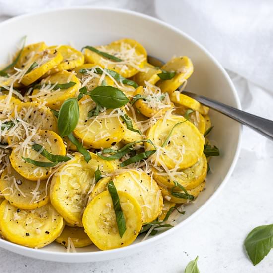 squash with basil and parmesan