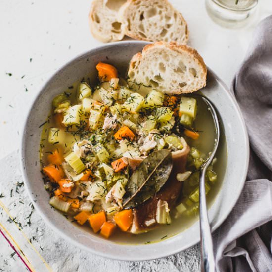 Chicken, bacon and veg soup