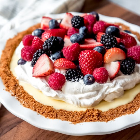 RED, WHITE, AND BLUEBERRY CREAM PIE