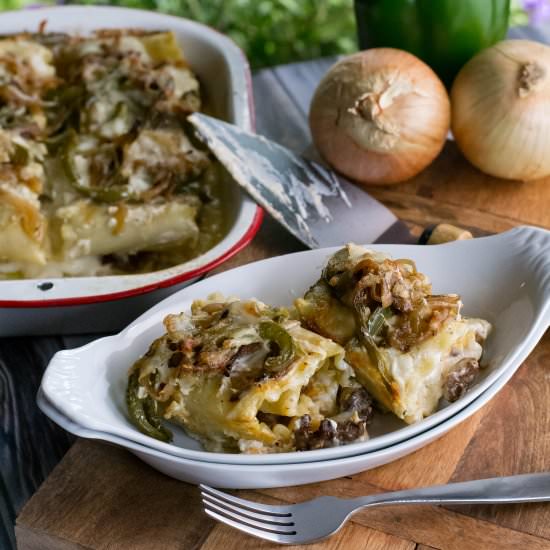 Philly Cheesesteak Lasagna Rolls