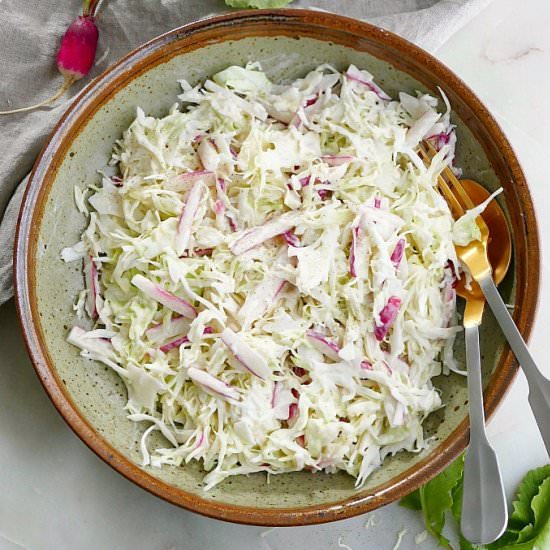 Greek Yogurt Coleslaw with Radishes