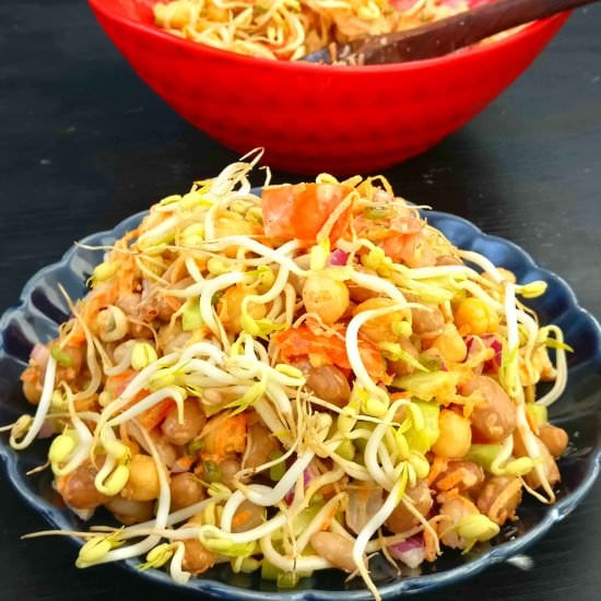 Boiled Peanut Veg Sprouts Salad