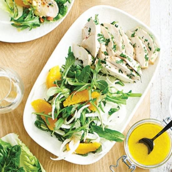 Poached chicken breast salad