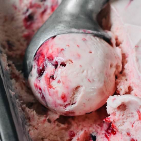 No Churn Rhubarb Berry Ice Cream