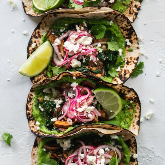 Marinated Mushroom Kale Tacos