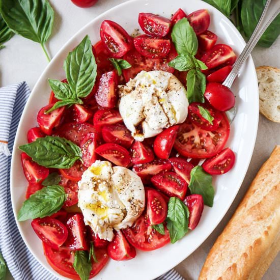 Tomatoes with Burrata and Basil
