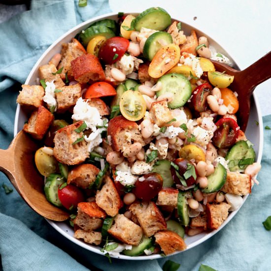 easy white bean panzanella salad