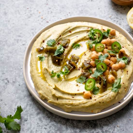 Roasted Jalapeño Cilantro Hummus