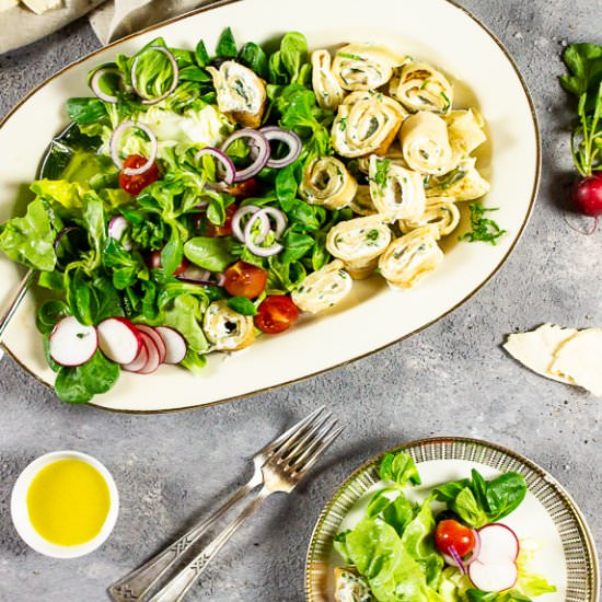 Vegan Spring Salad with Crepes