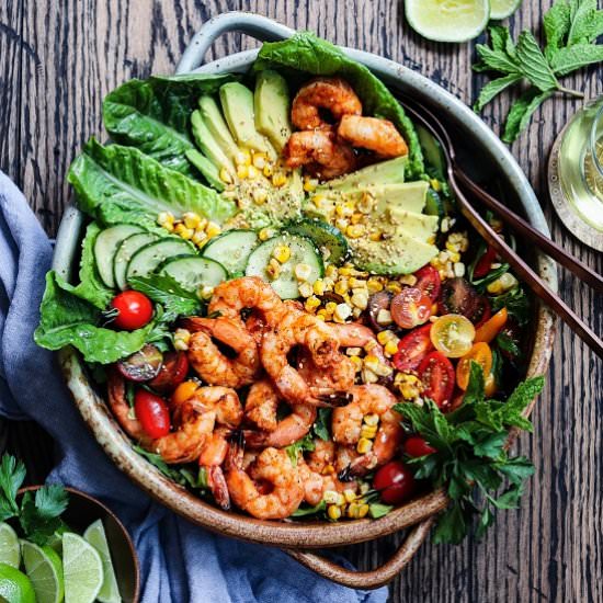 grilled shrimp garden salad