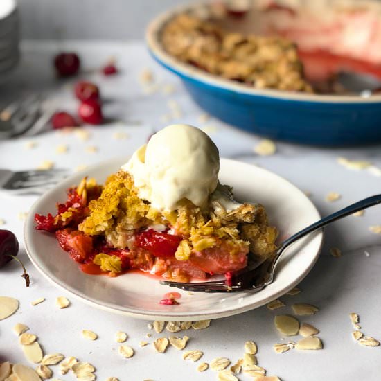 Strawberry Rhubarb Cherry Crisp