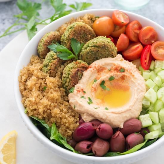 Crispy Quinoa Falafel Bowls (GF+V)