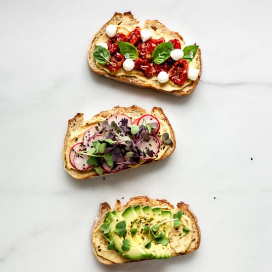 Easy Hummus Toast 4 Ways