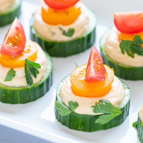 Vegan Cucumber Hummus Bites