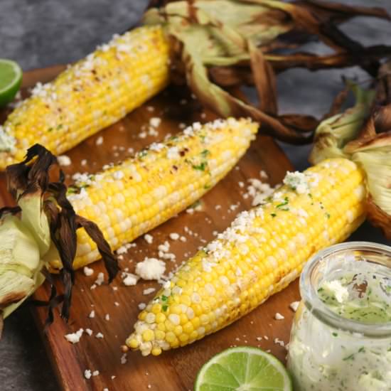 Grilled Corn with Cilantro Butter