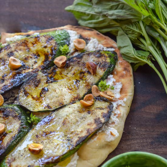 Zucchini Ricotta Hazelnut Flatbread