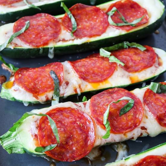 Pepperoni Pizza Zucchini Boats