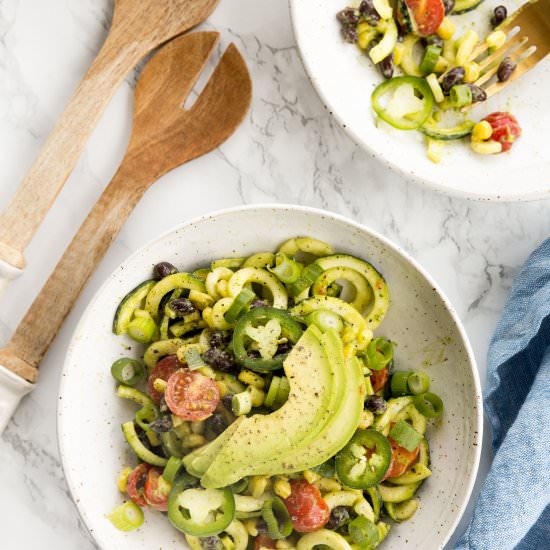 Southwestern Avocado Zucchini Pasta