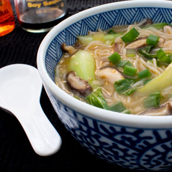 Ginger Garlic Noodle Soup with Bok
