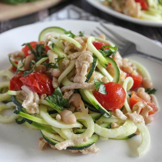 Zucchini Noodles with White Beans
