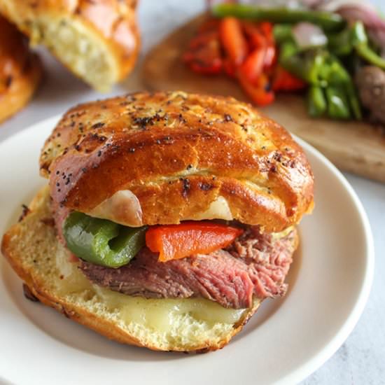 Homemade Cheese Steak Sandwich