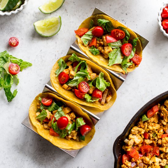 Spicy Tofu Scramble Breakfast Tacos