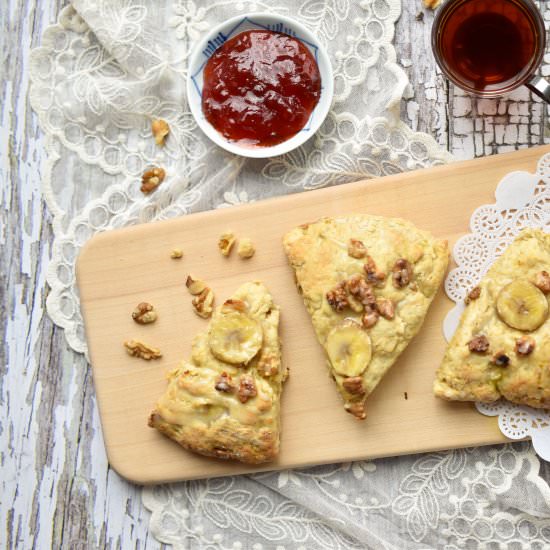 Glazed Banana Walnut Scones