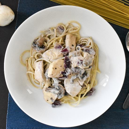 Mushroom and Halloumi Spaghetti
