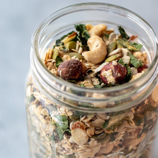 Savory Granola with Rosemary & Kale