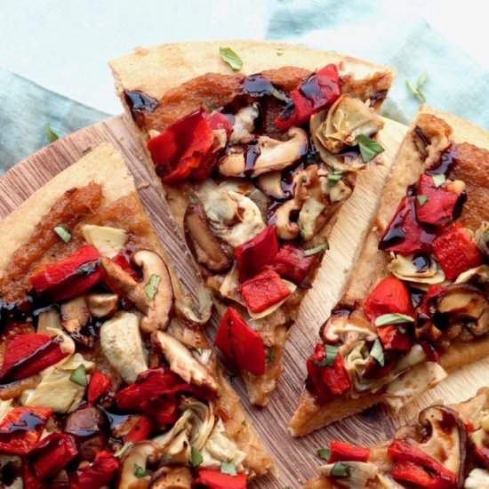 vegan roasted vegetable pizza