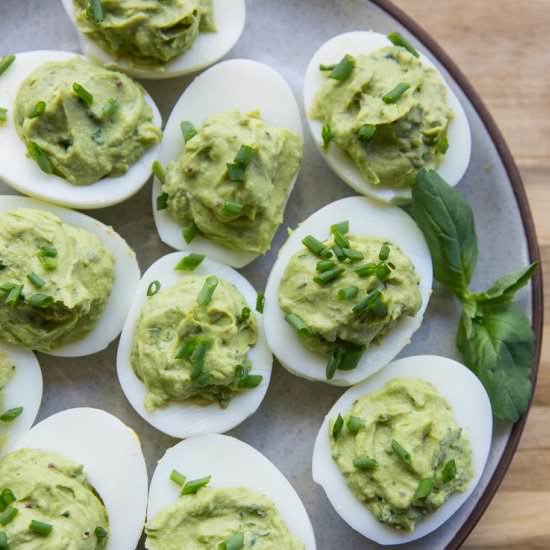 Avocado Pesto Devilled Eggs
