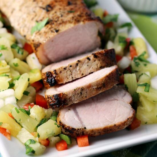Grilled Pork Loin w Pineapple Salsa