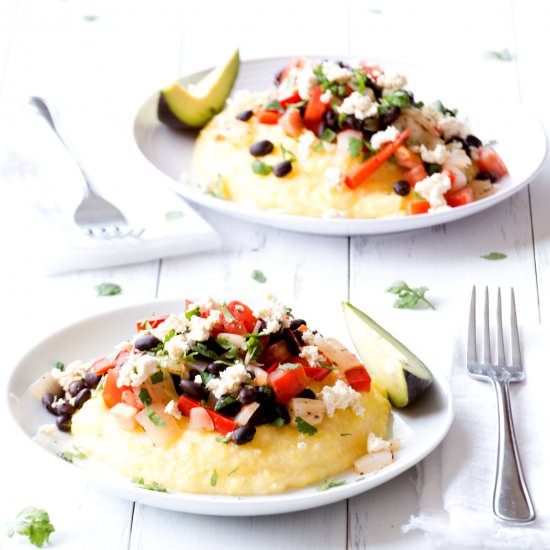 Mexican Black Beans over Polenta