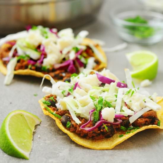 Mole Black Bean Tostadas with Slaw