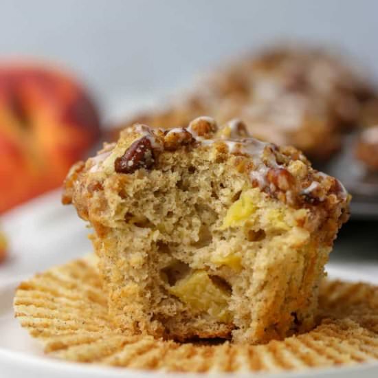 Peach Muffins with Pecan Streusel