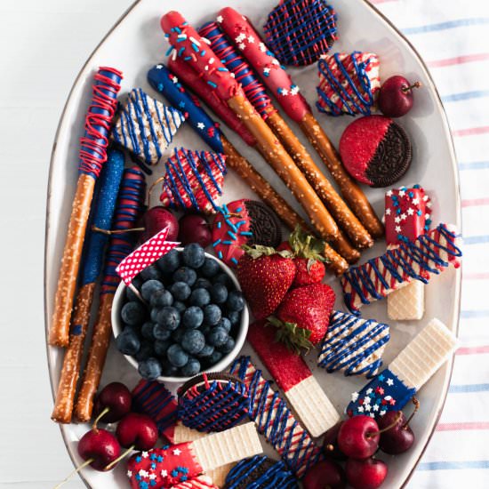 Red White and Blue Dessert Board