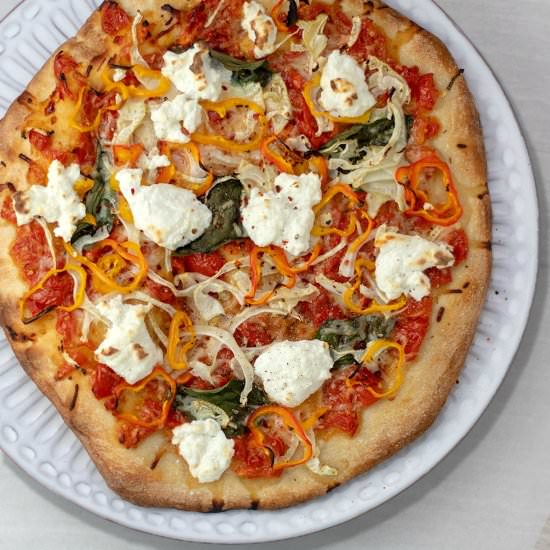 Vegetarian Smashed Tomato Pizza