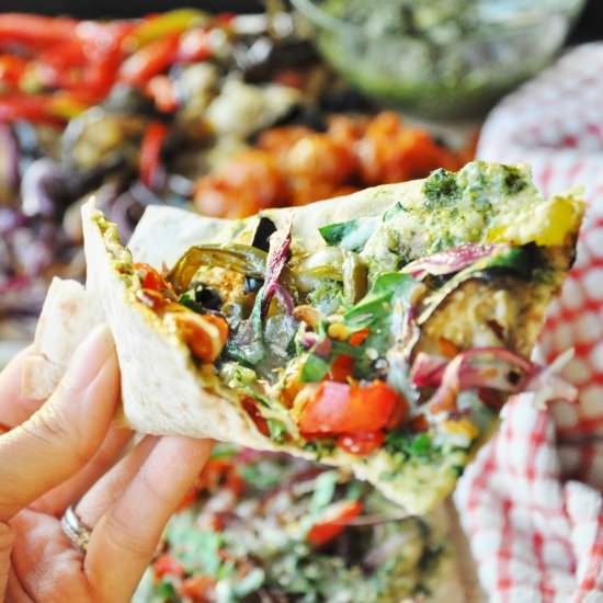 Veggie Pesto Flatbread Pizza
