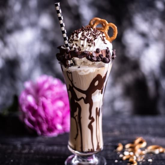 Mocha Pretzel Ice Cream Float.
