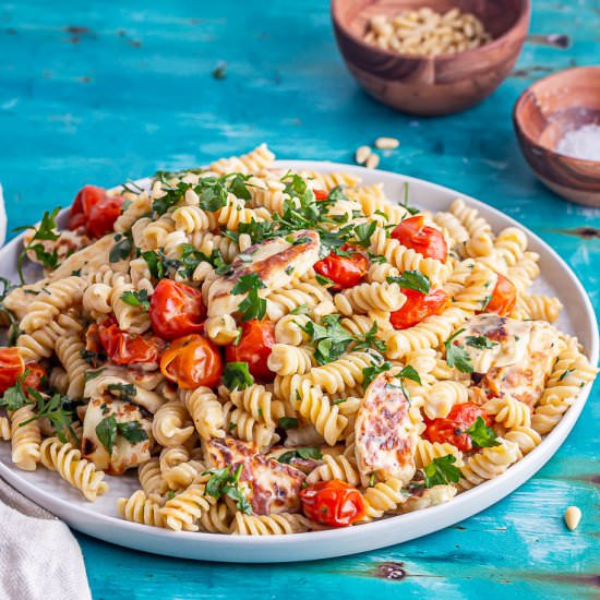 Halloumi Pasta with Tahini Dressing